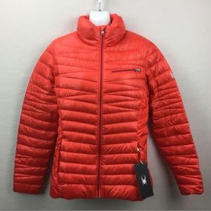Women Spyder Timeless Insulator Down Ski Jacket size Medium, Orange, NWOT
